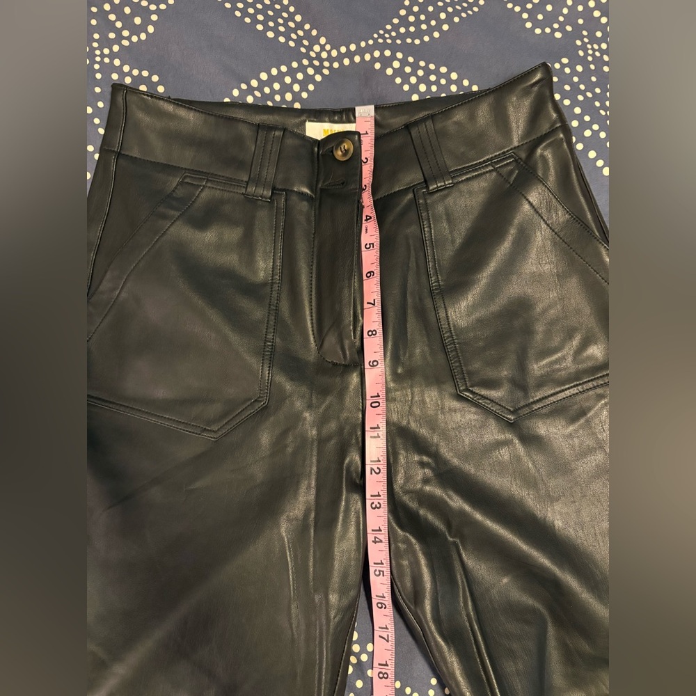 Anthropologie Maeve Naomi Wide Leg Black Faux Leather Pants EUC Size 8 - Picture 9 of 9